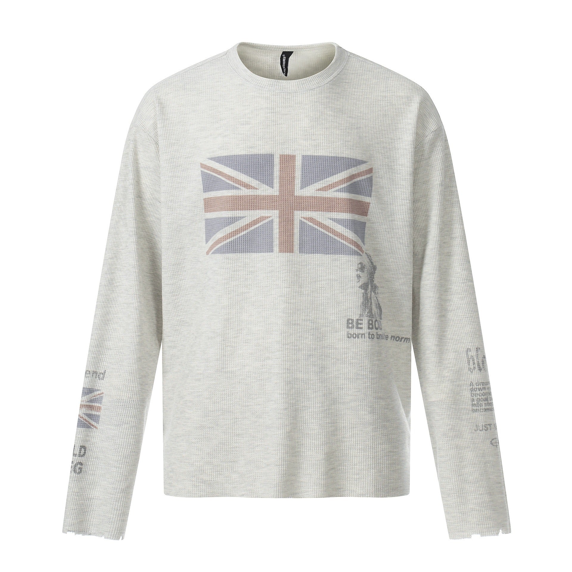 British-style Printed Long Sleeve Waffle T-shirt MB7413