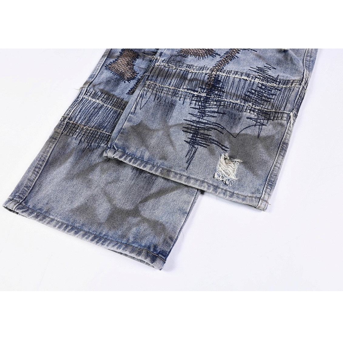 Heavy Stitch Washed Curved Jeans MB7422