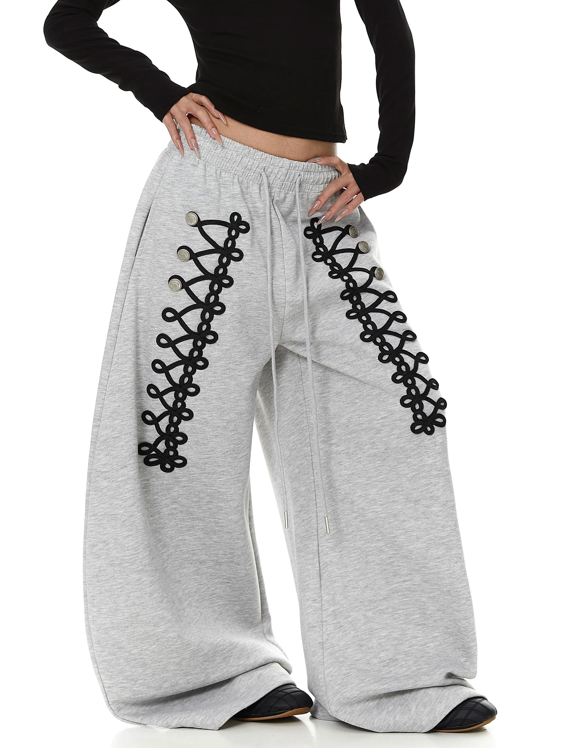 【上下別売り】Lace-Up Design Wide Curve Sweat Pants MB7441