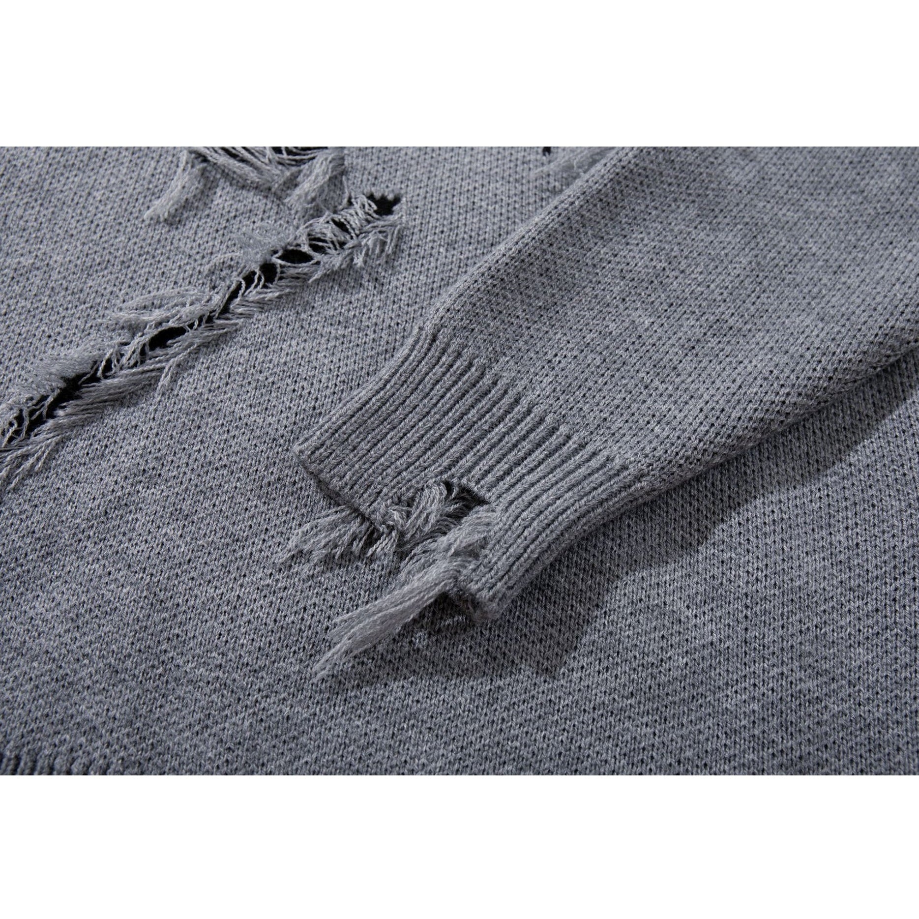 Ripped Tassel Jacquard Sweater MB7417
