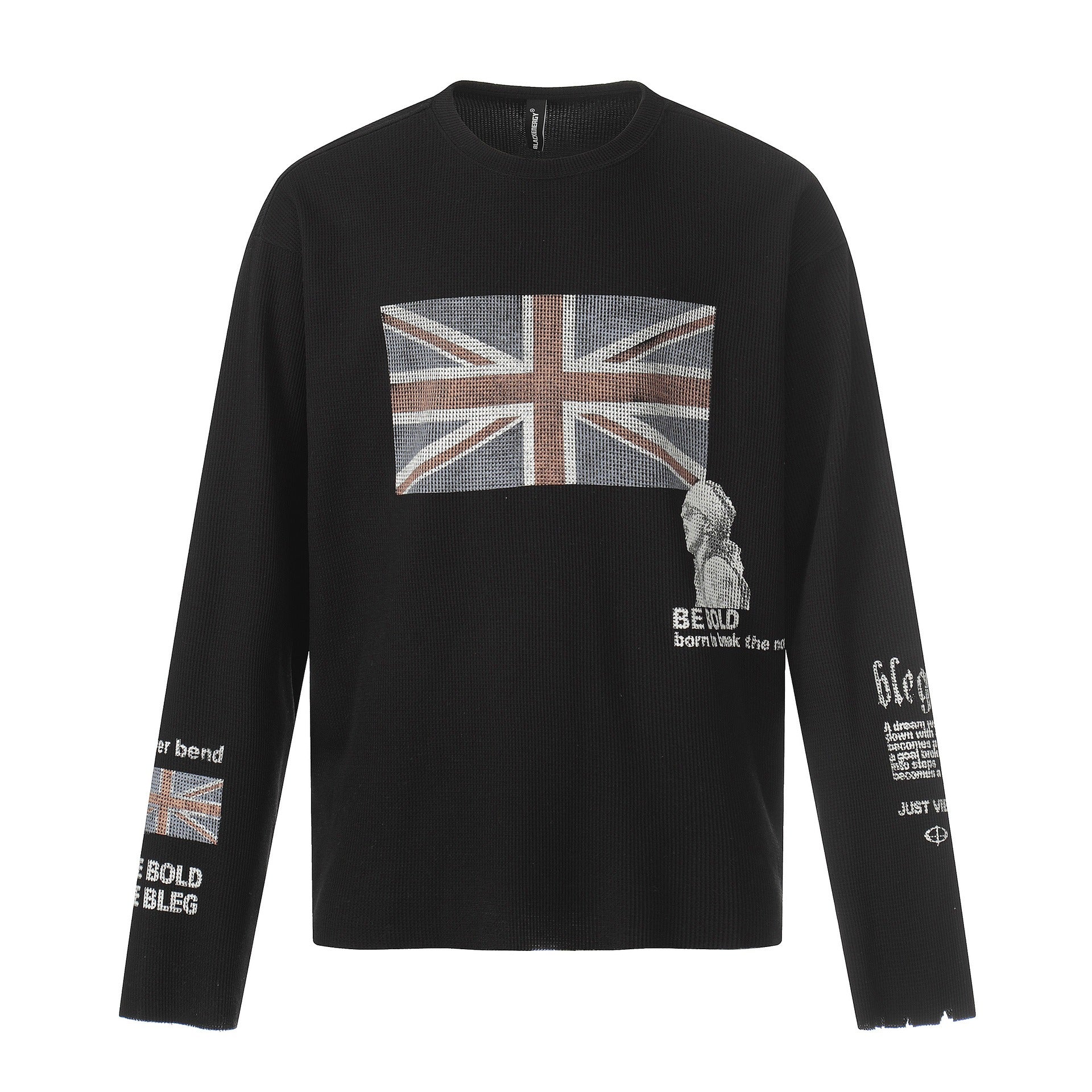 British-style Printed Long Sleeve Waffle T-shirt MB7413