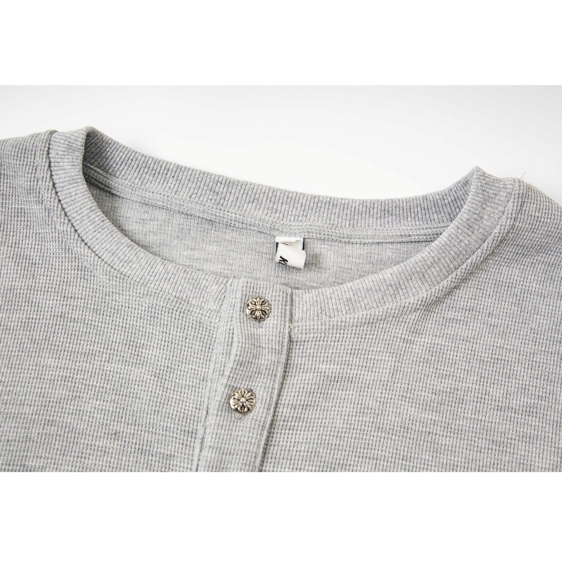 Cross Patchwork Waffle Henry Long Sleeve T-Shirt MB7421