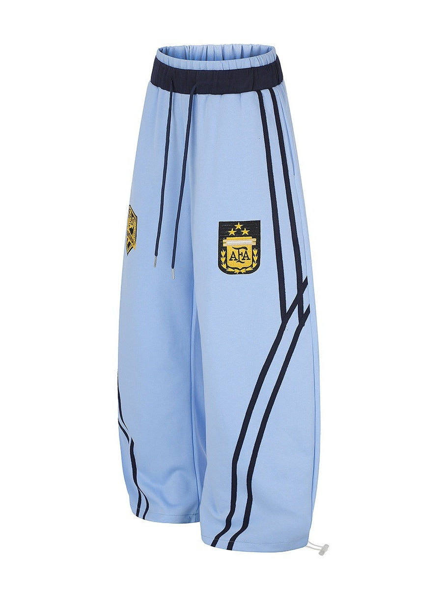 Emblem Double-Waist Striped Curved Sweat Pants MB7461