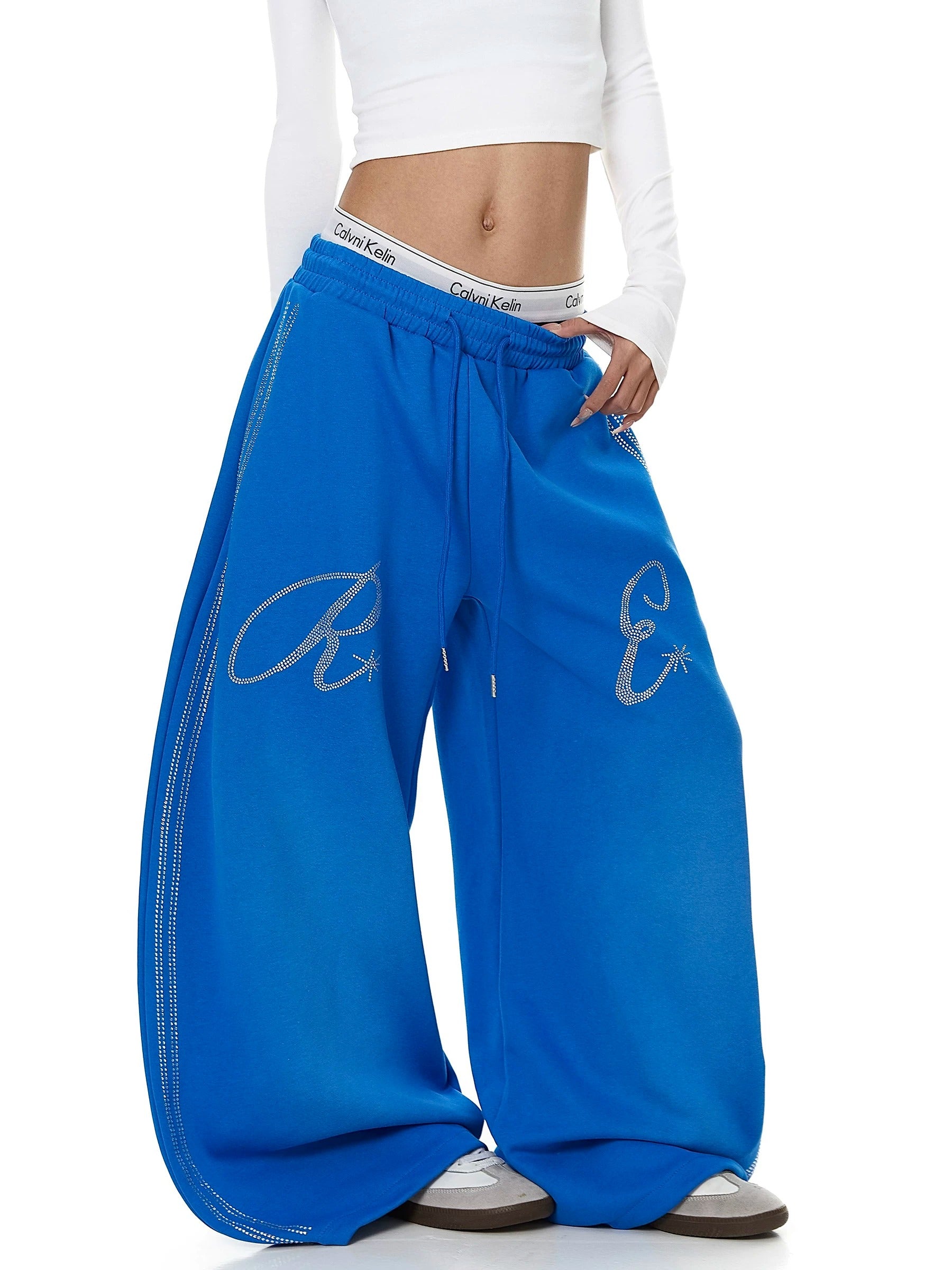 Rhinestone-Inspired Wide-leg Sweat Pants MB7438