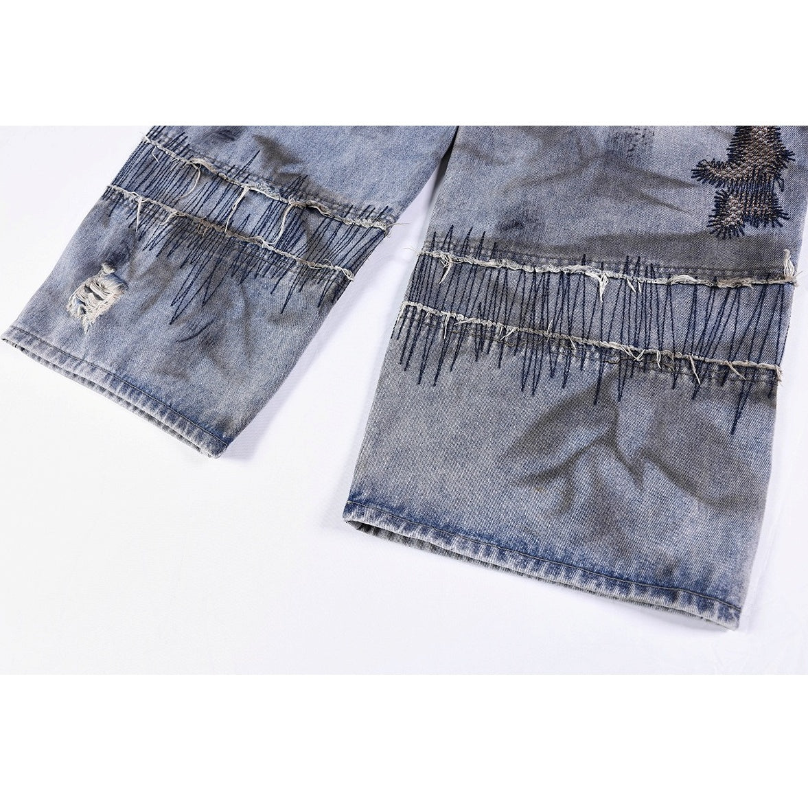 Heavy Stitch Washed Curved Jeans MB7422