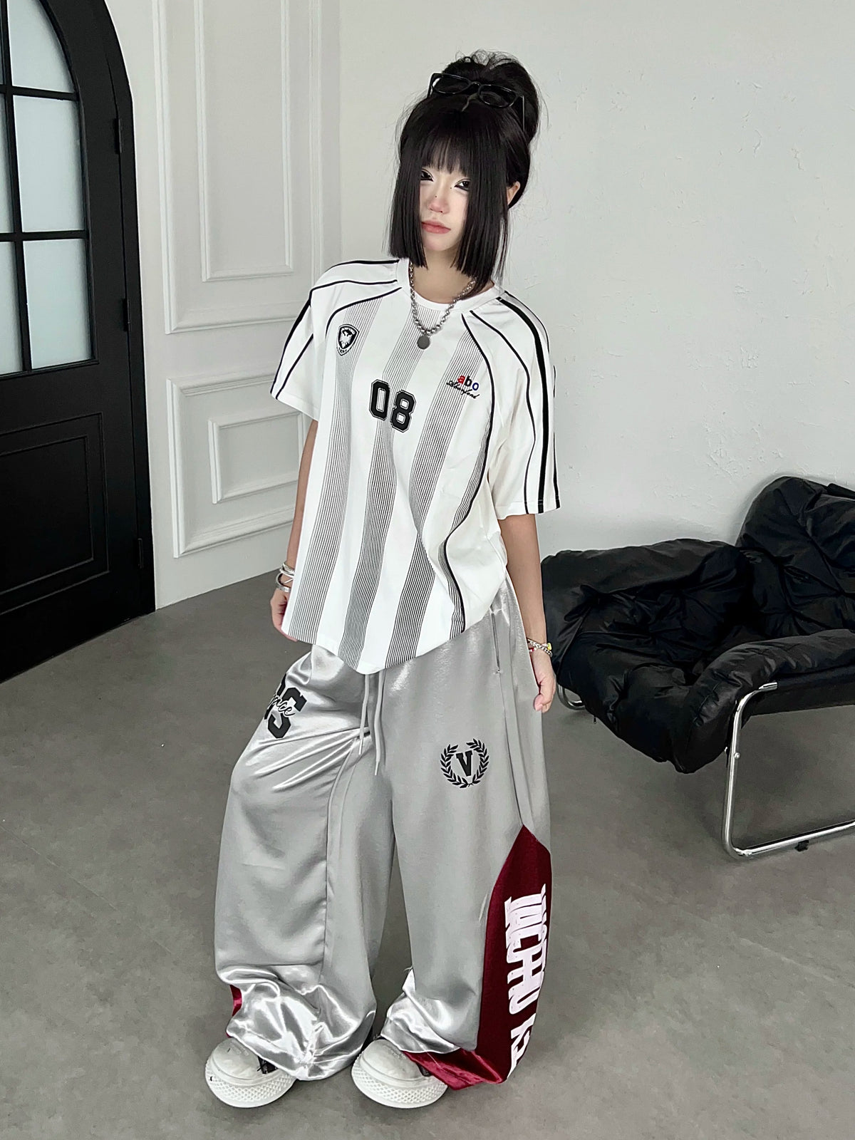 Color-Blocking Gossy Lettered Wide Pants MB7457