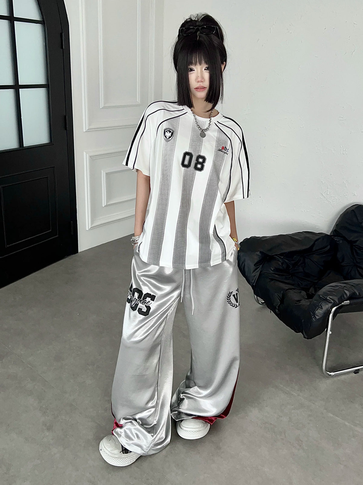 Color-Blocking Gossy Lettered Wide Pants MB7457