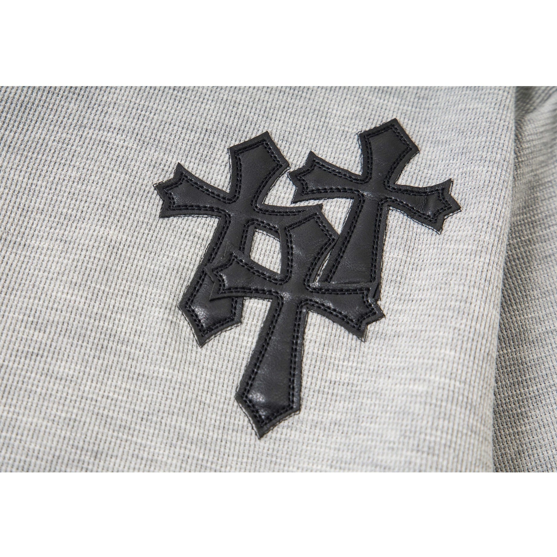 Cross Patchwork Waffle Henry Long Sleeve T-Shirt MB7421