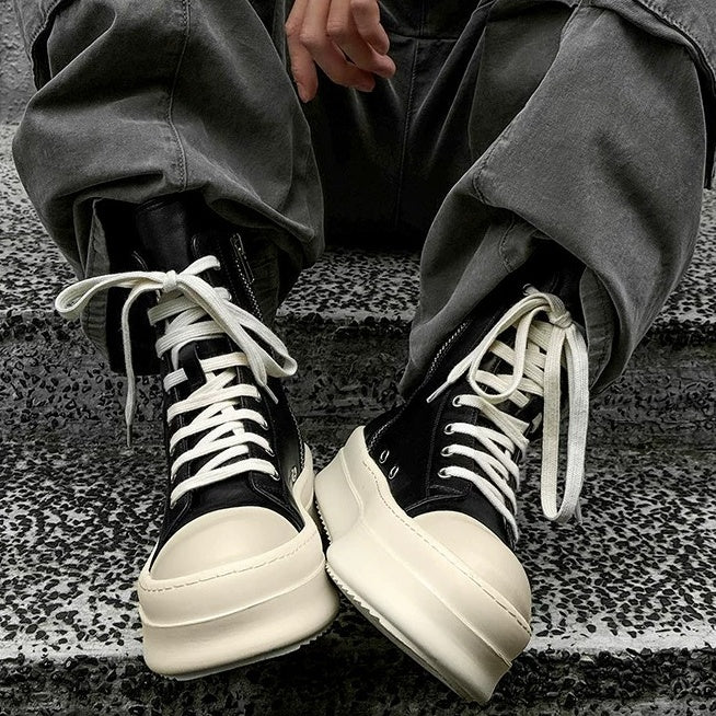 High-Top Zipper Design Lace-up Sneaker MB7429