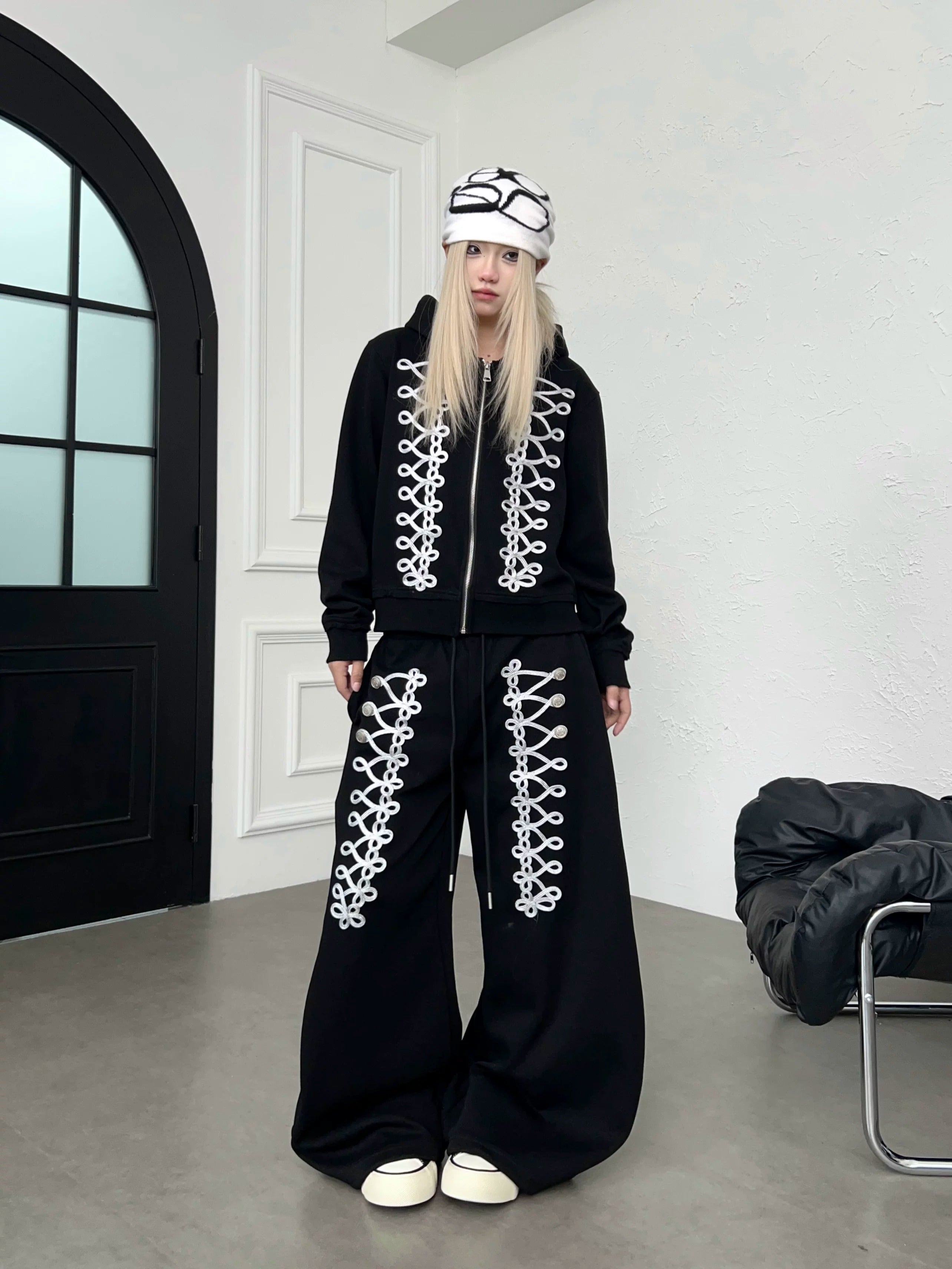 Code Embroidery Zip Hooded Parka MB7442