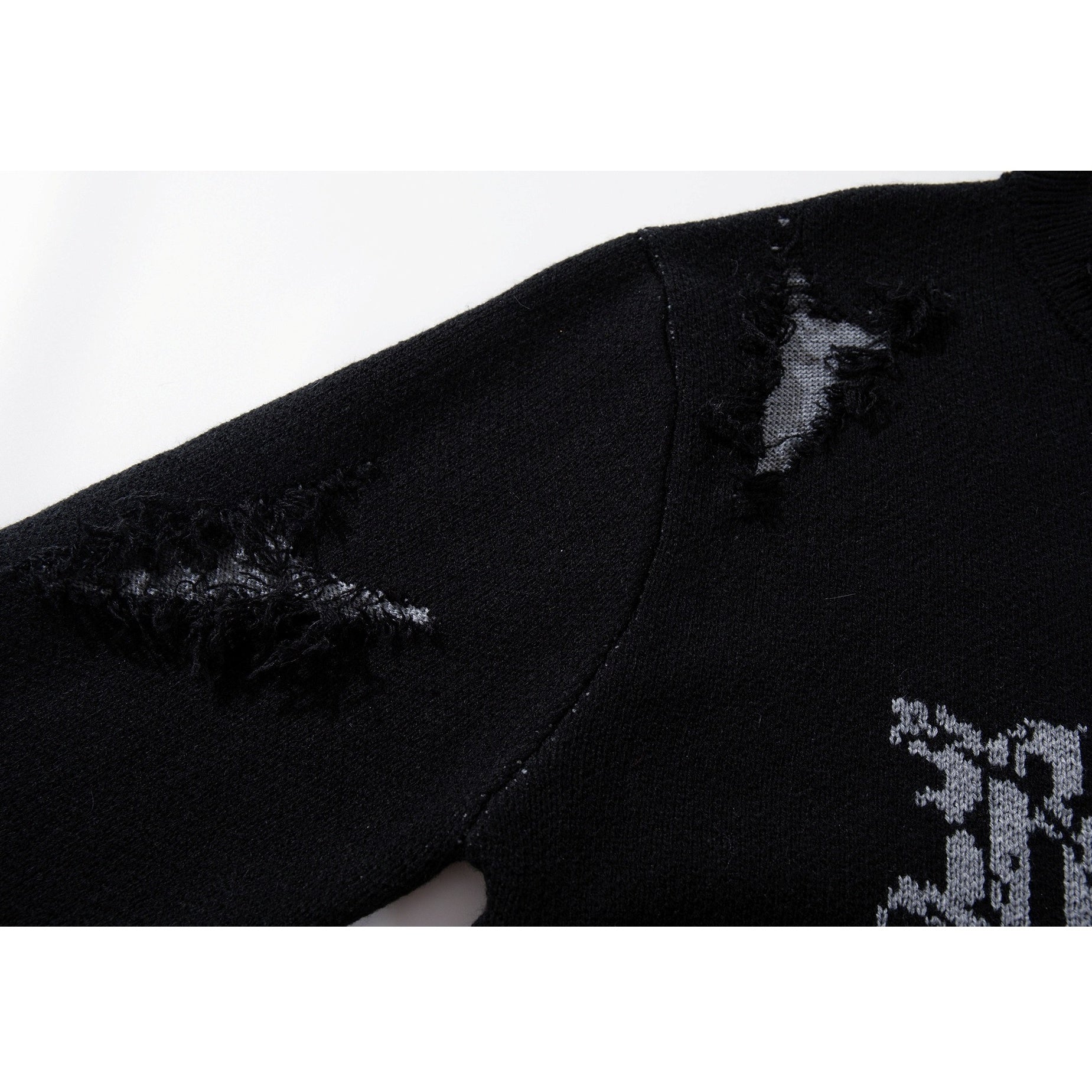 Ripped Tassel Jacquard Sweater MB7417