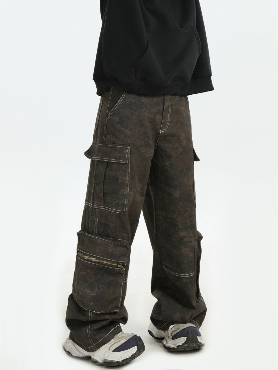 Camouflage Zipper Multi-Pocket Cargo Pants IN7059