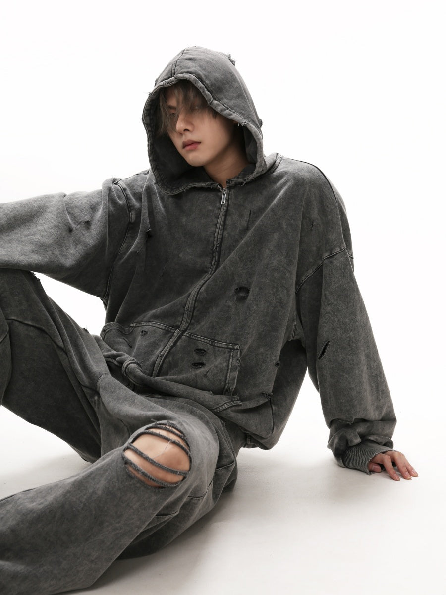 【上下別売り】Distressed Ripped Hooded Jacket MB7329