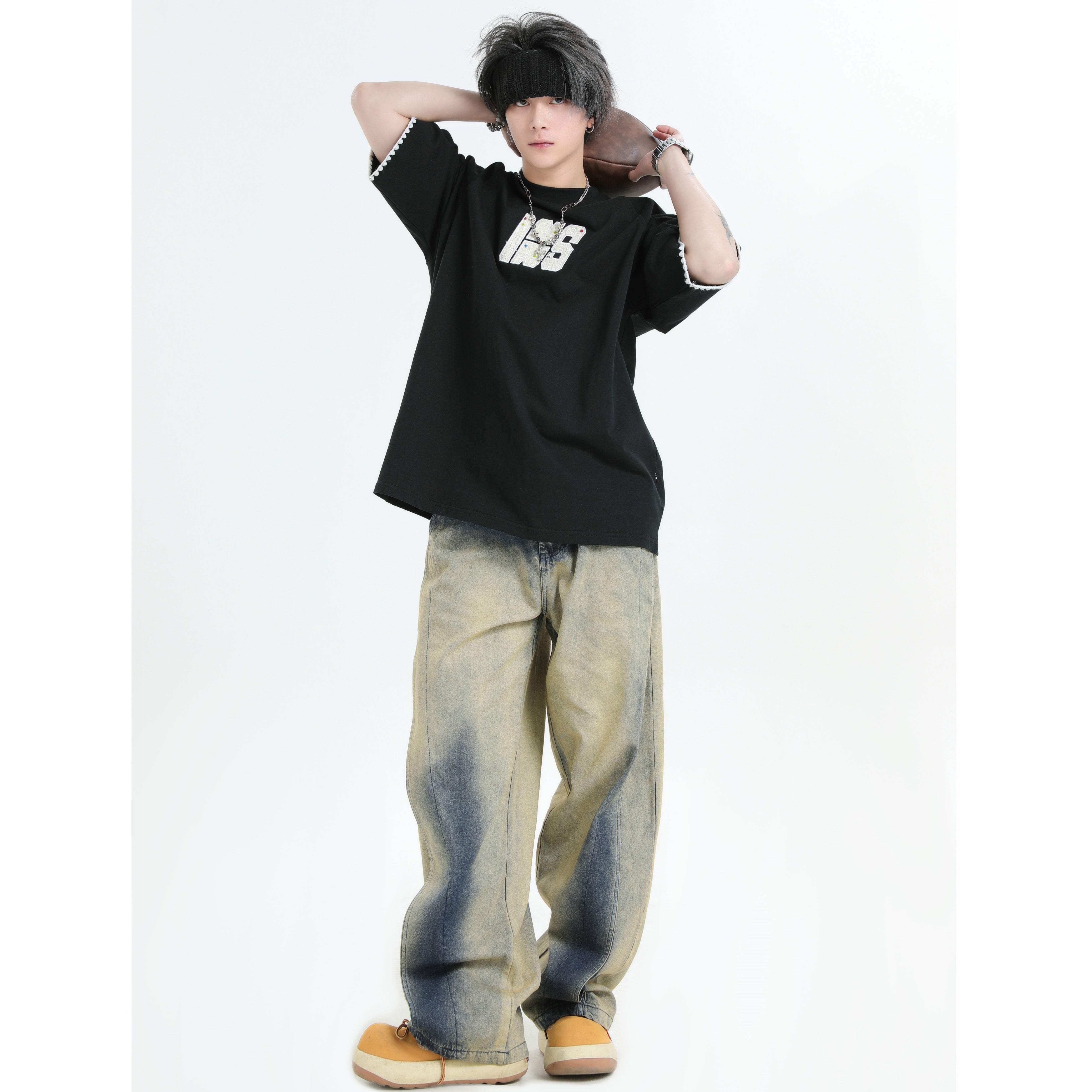 Gradient Smudge Wash Loose Jeans IN7058