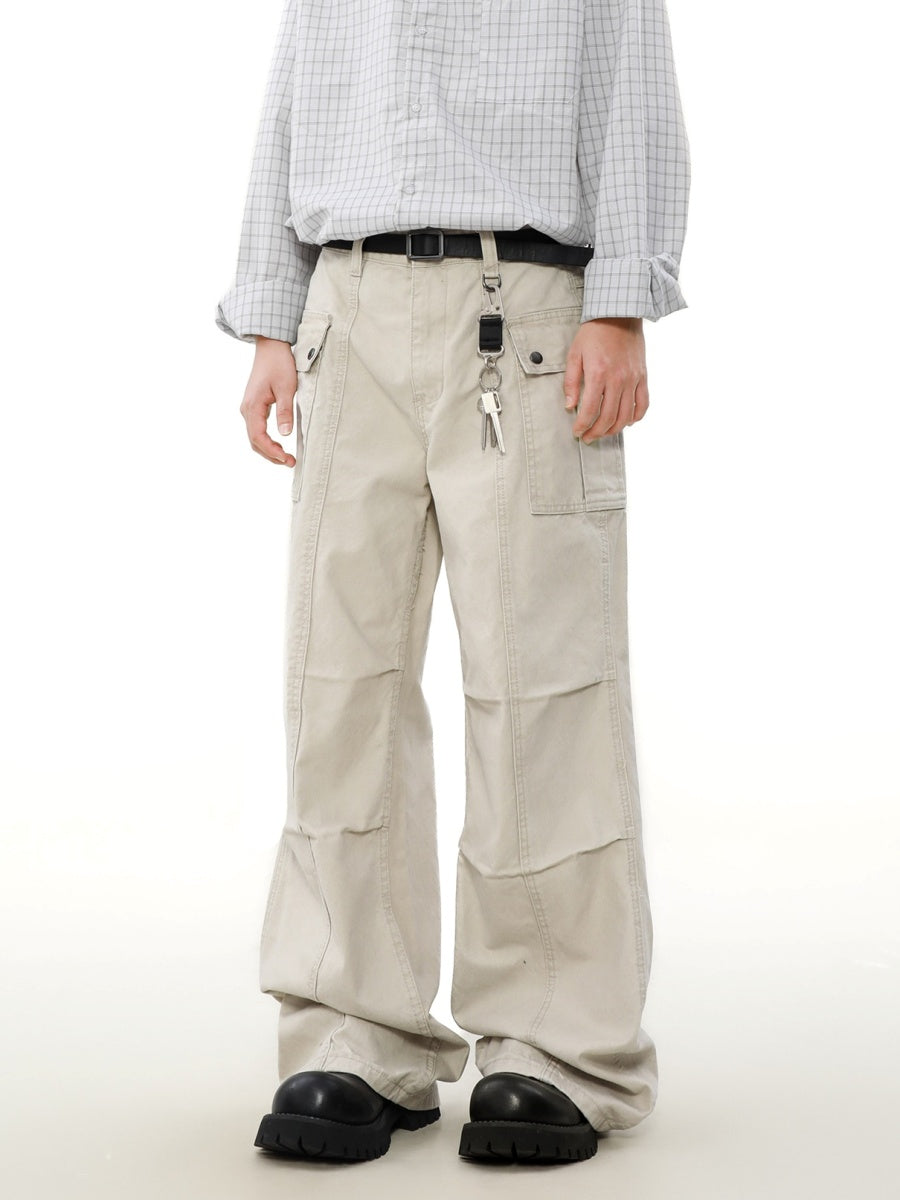 Pleated Design Washed Cargo Pants MB7314