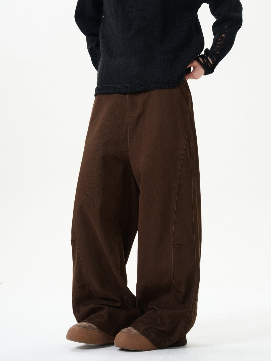 Washed Distressed Switching Design Wide Pants NA7009