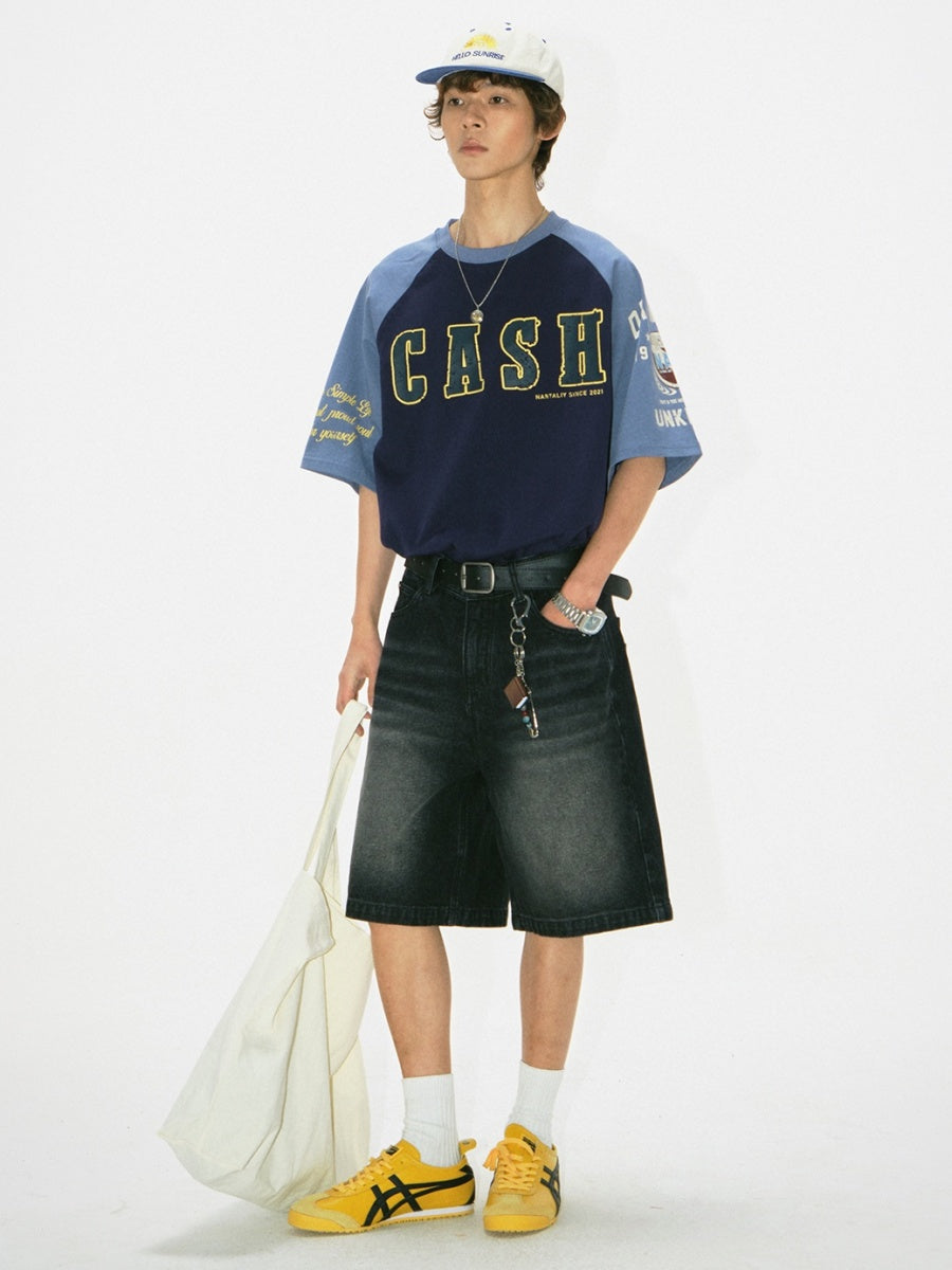 Contrasting Panel Raglan Sleeve T-shirt NA7013