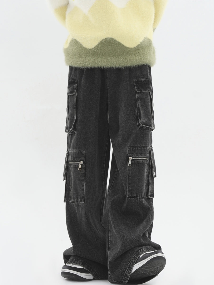 Zip Multi-pocket Loose Relax Cargo Jeans IN7028