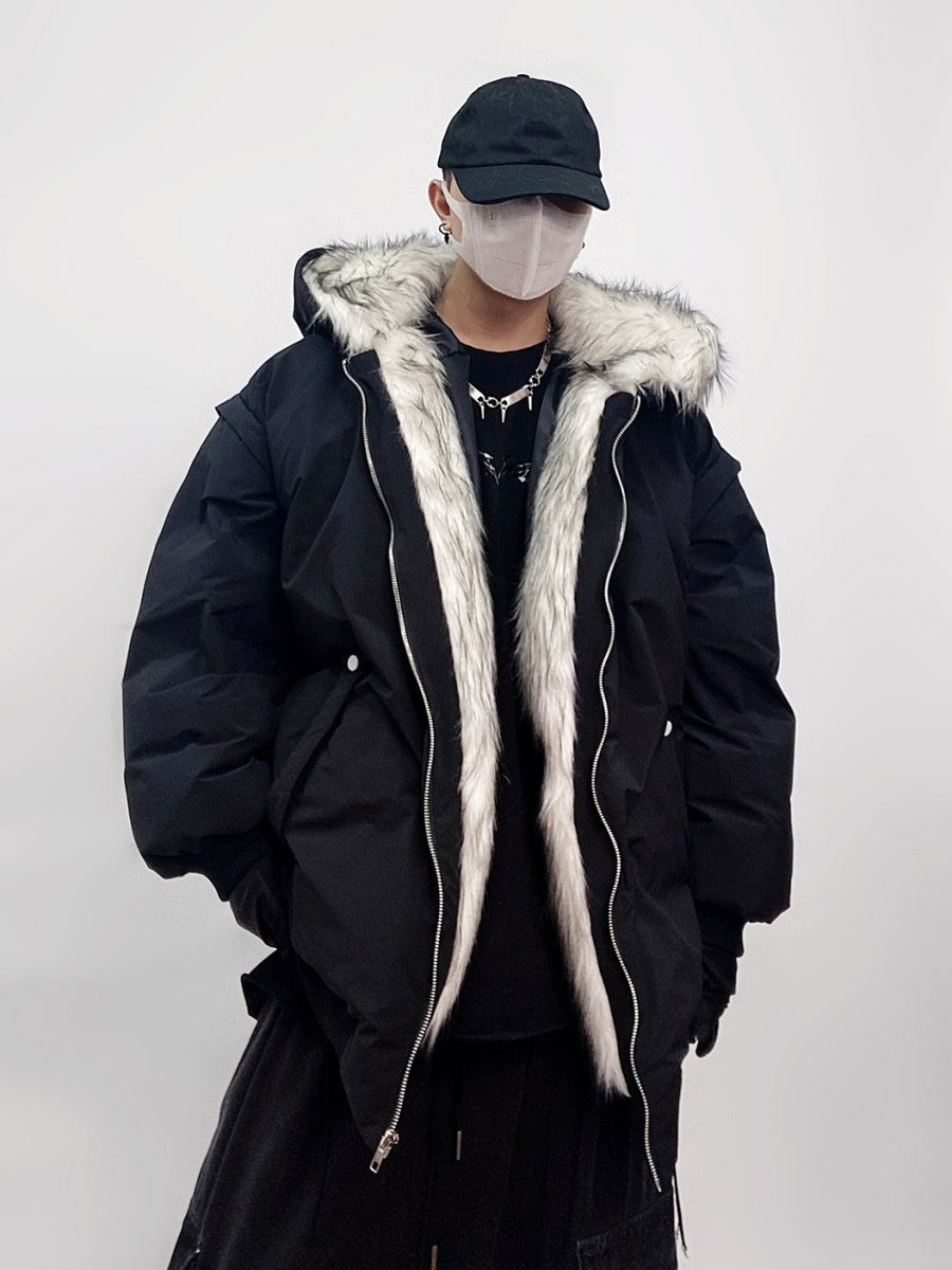 Fur Stitch Hooded Padded Jacket UU7022