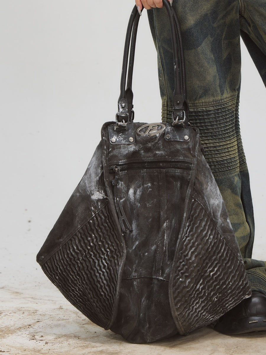 Dirty-dyed Pleated Shoulder Bag MB7071