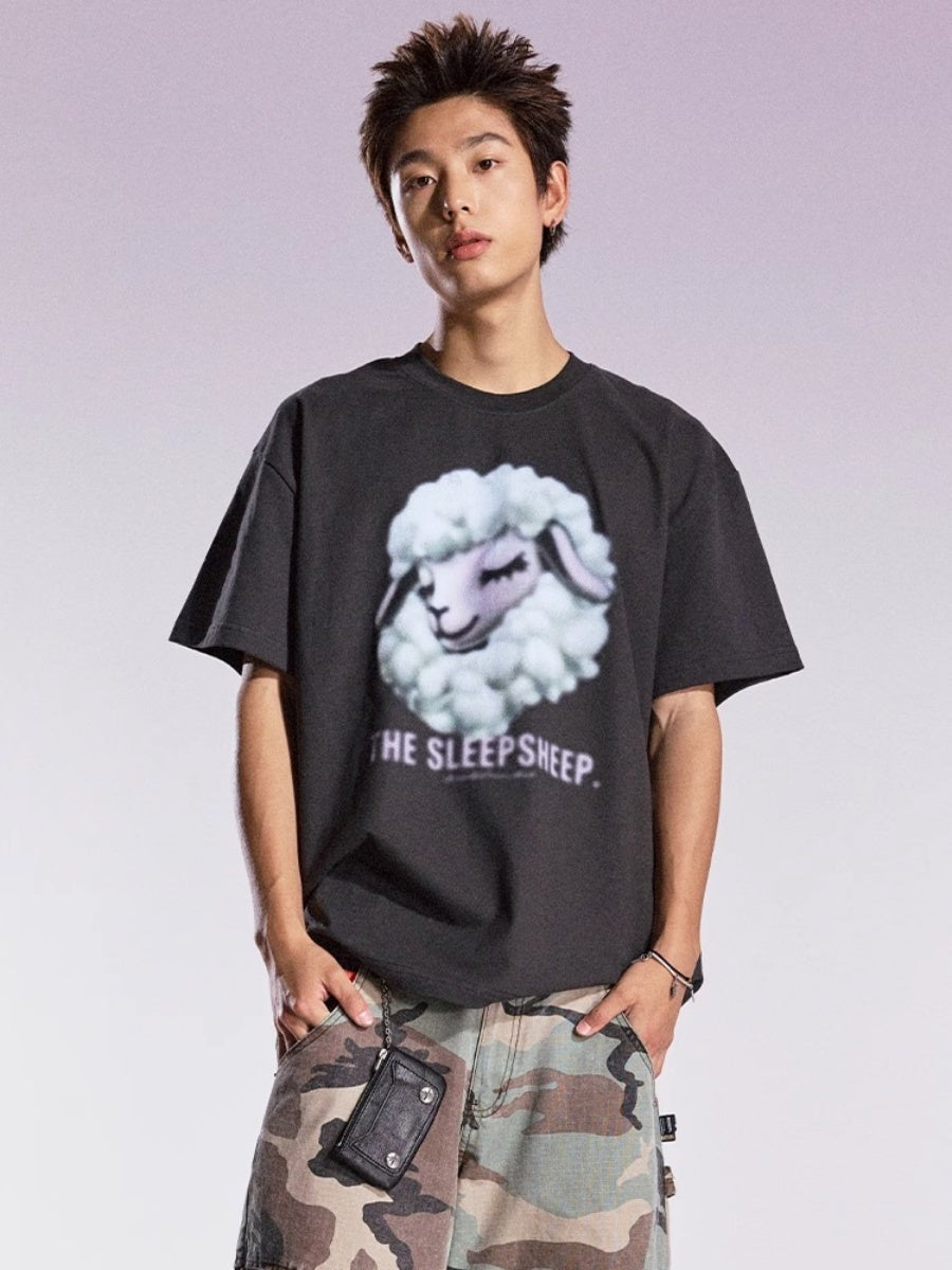 Cartoon Sheep Print T-shirts MB7366