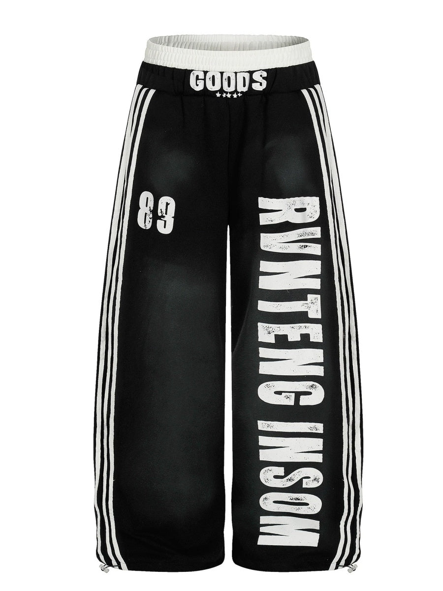 Side-Line Distress Curved Sweat Pants MB7453