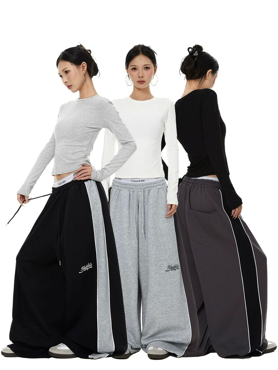 Color-Block Striped Curved Sweat Pants MB7448