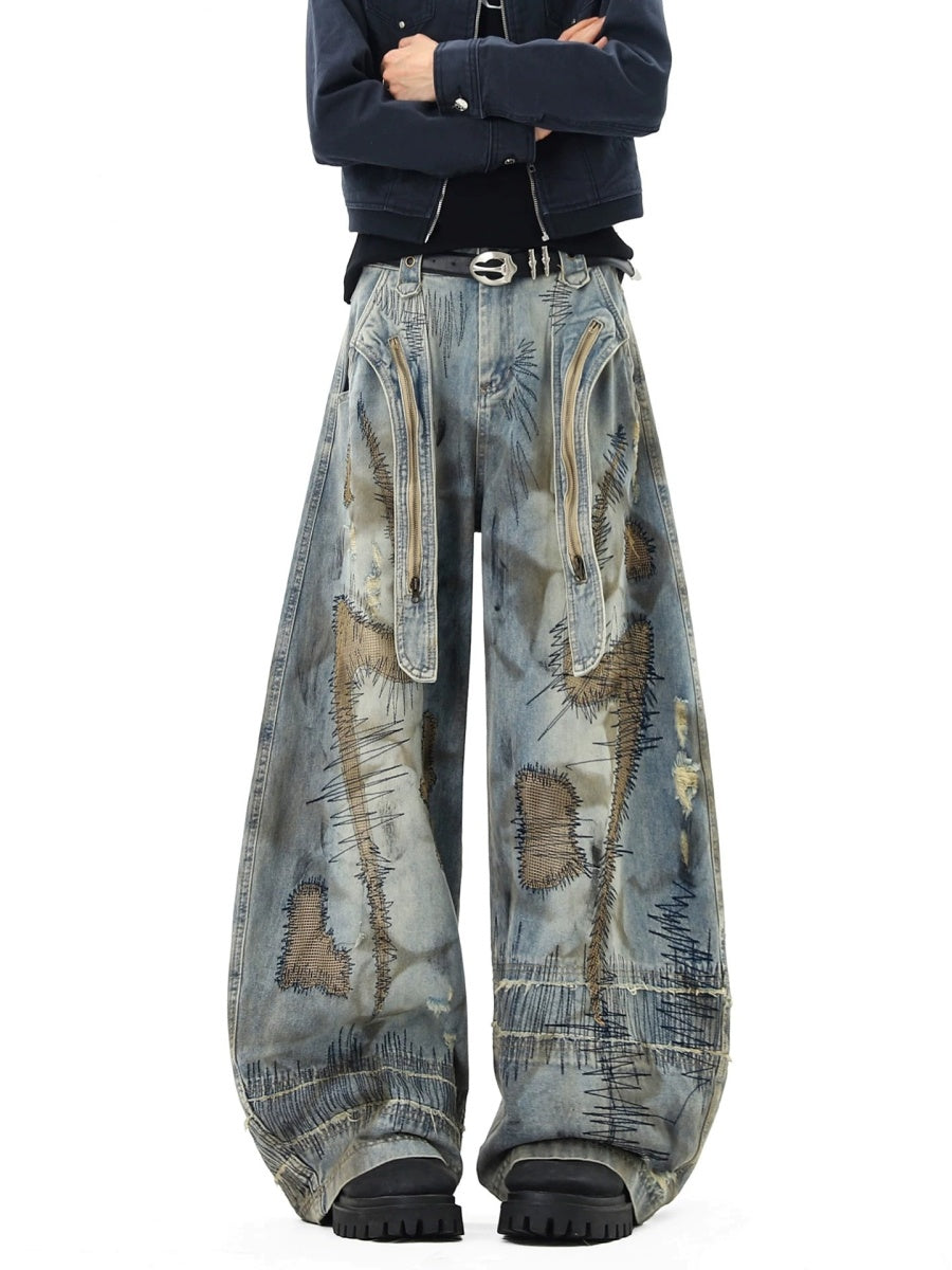 Heavy Stitch Washed Curved Jeans MB7422