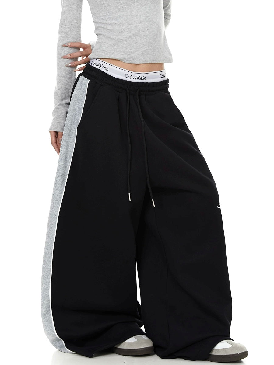 Color-Block Striped Curved Sweat Pants MB7448
