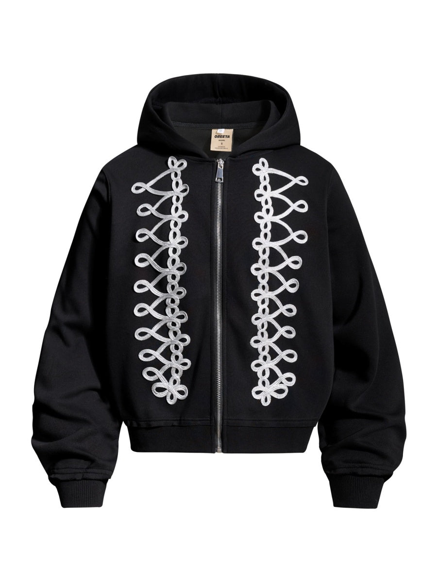 Code Embroidery Zip Hooded Parka MB7442