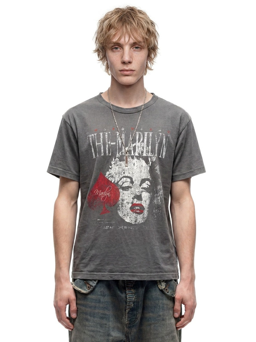 Vintage Like Crackle Print T-shirt MB7378