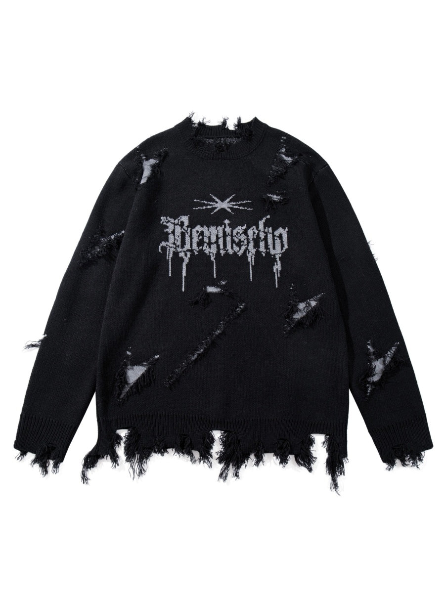 Ripped Tassel Jacquard Sweater MB7417