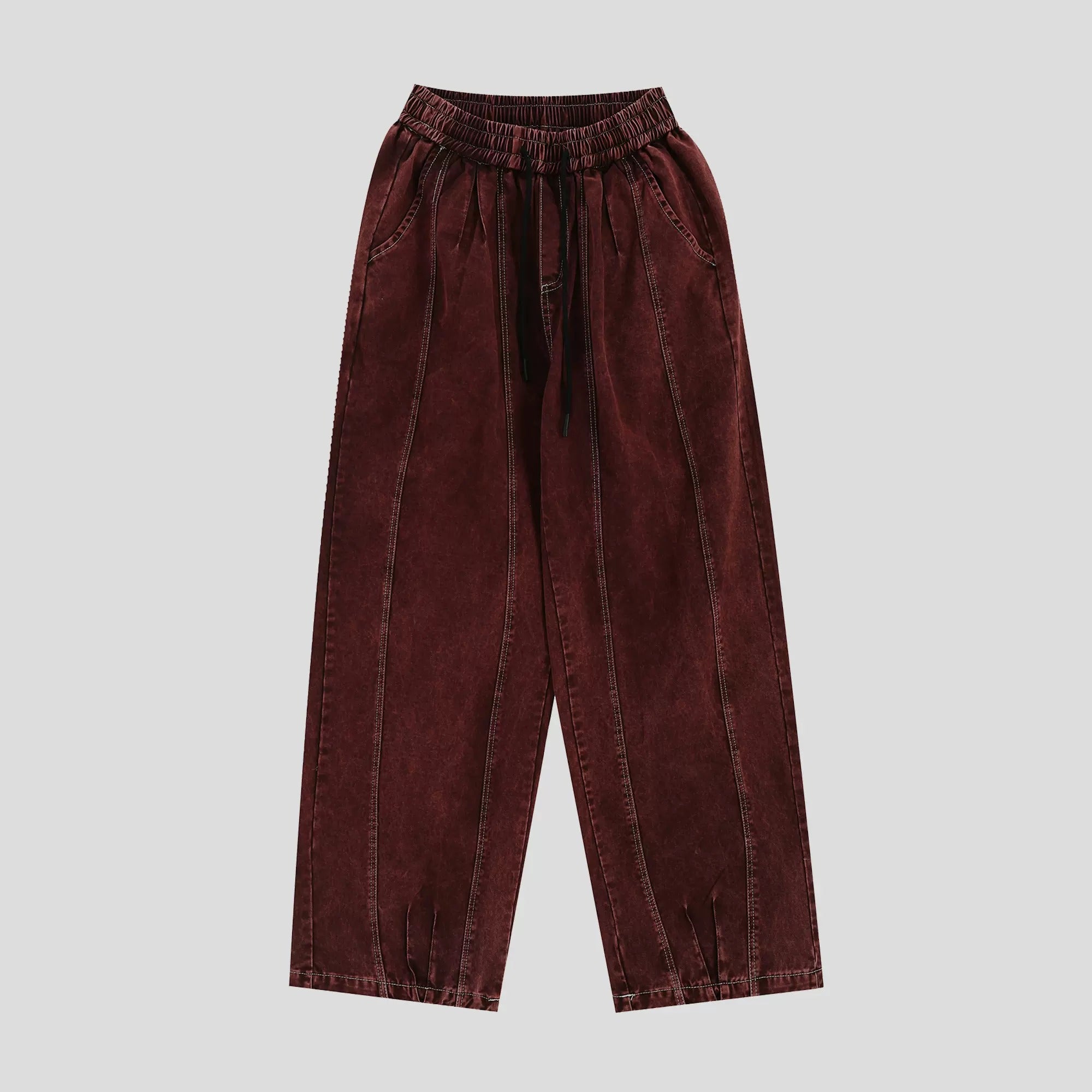 Splicing Crimping Wash Loose Jeans IN7046