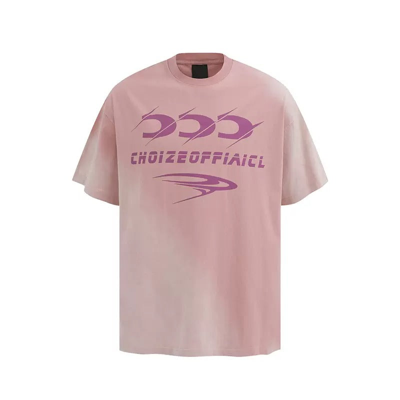 Wash Gradient Letter T-Shirt MR009