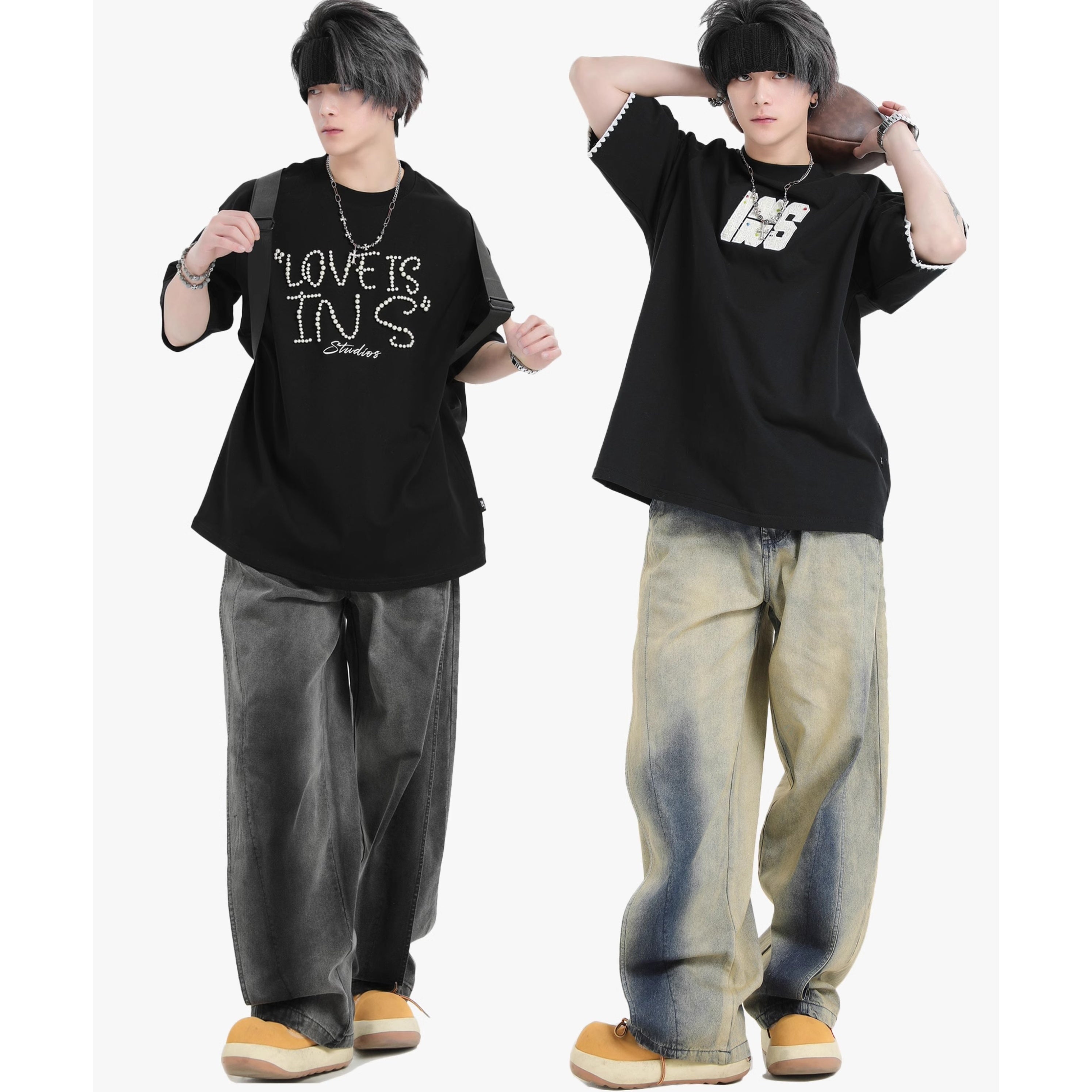 Gradient Smudge Wash Loose Jeans IN7058