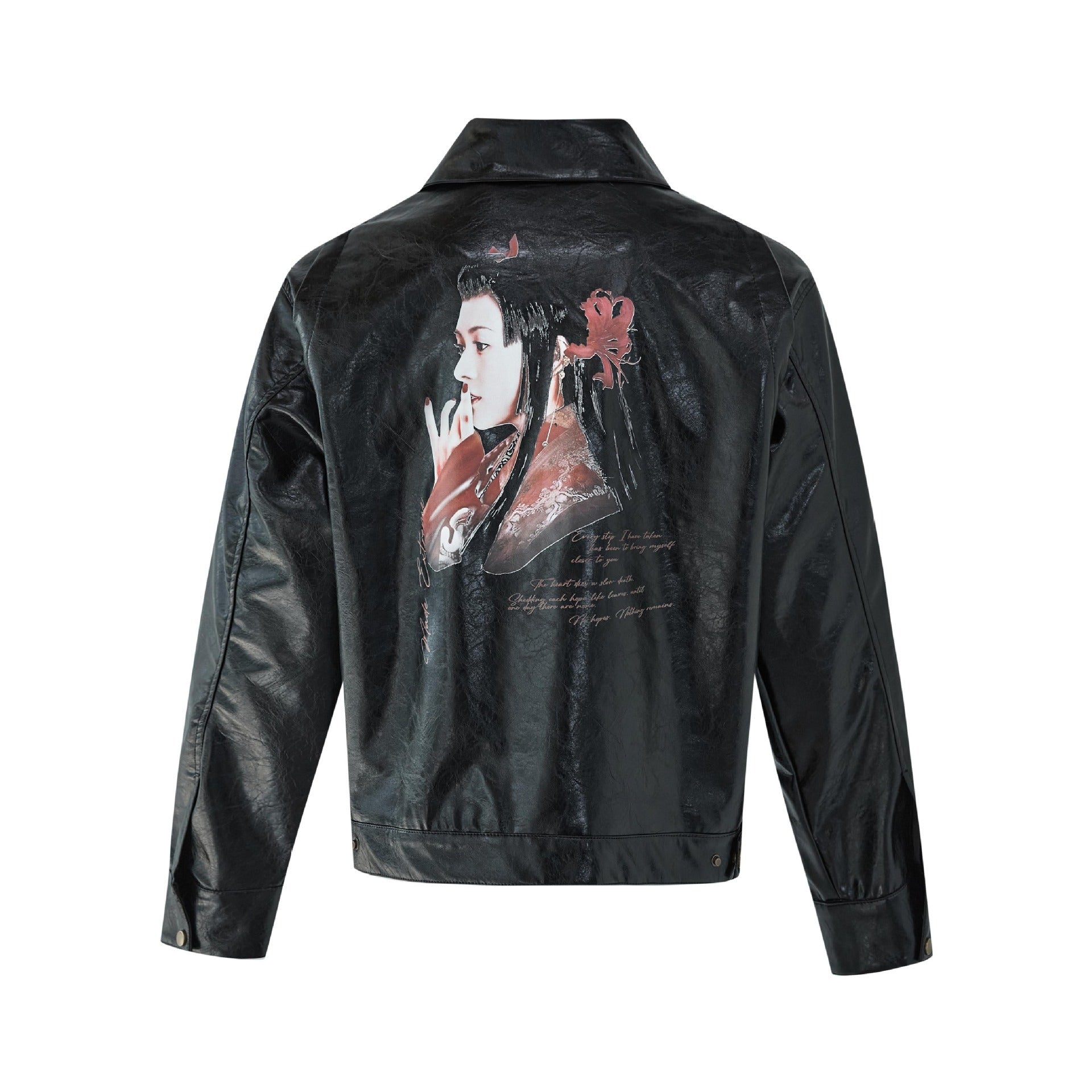 Print Portrait PU Leather Jacket MB7340
