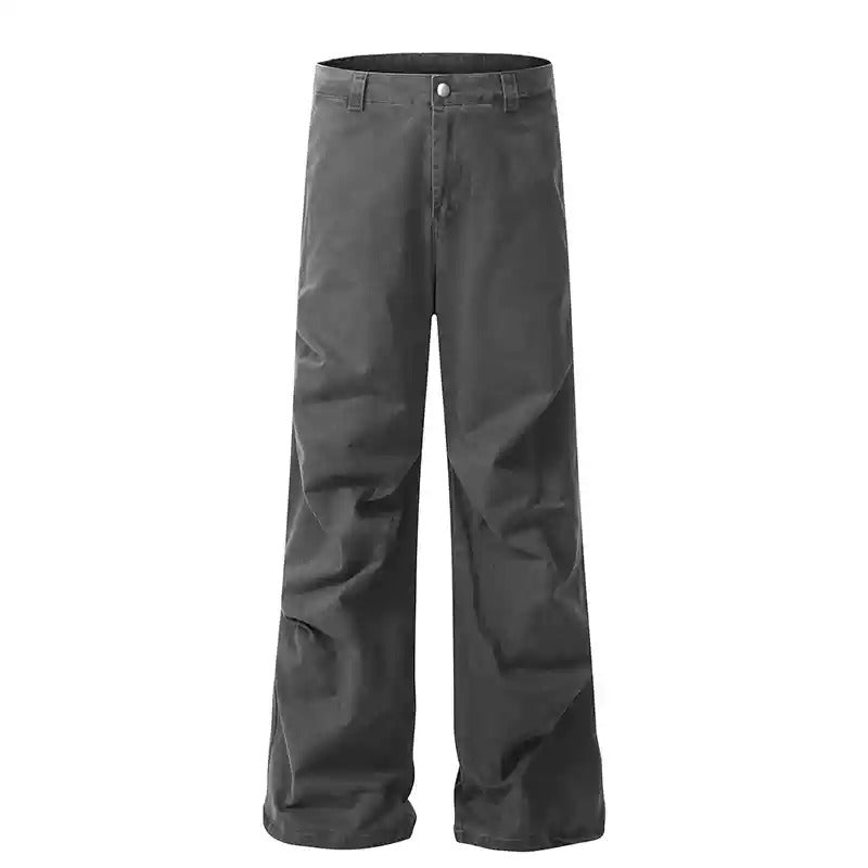 Wash Tuck Pleat Design Loose Straight Pants MB7198