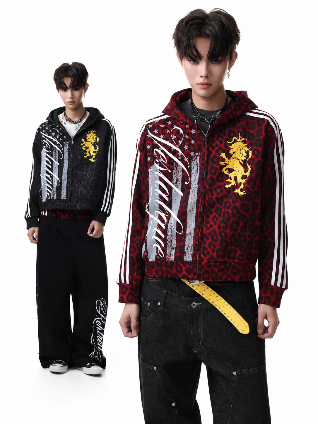 Leopard Print Hooded Sweat Short Jacket MB7467