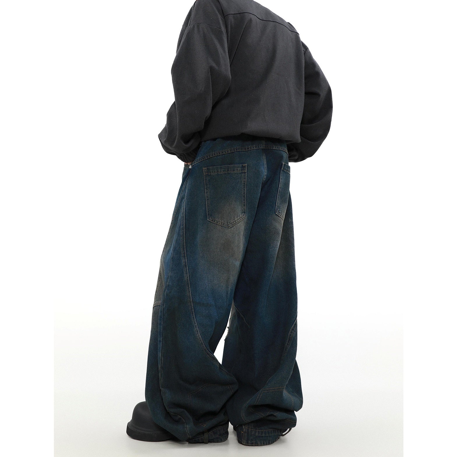 Deconstructed Design Loose Wide-leg Gradation Jeans MR042