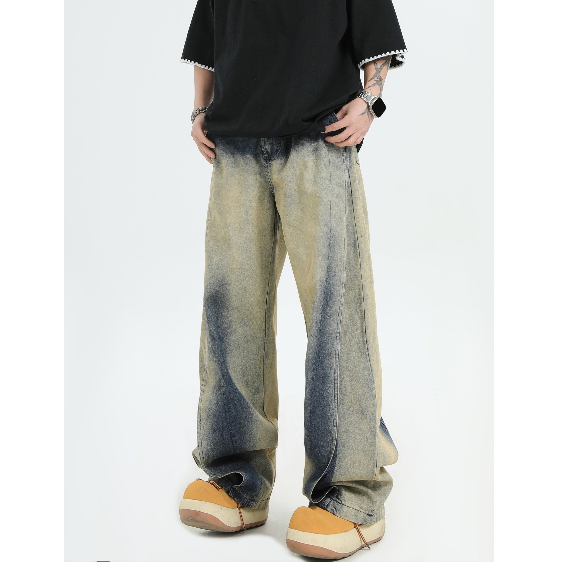 Gradient Smudge Wash Loose Jeans IN7058