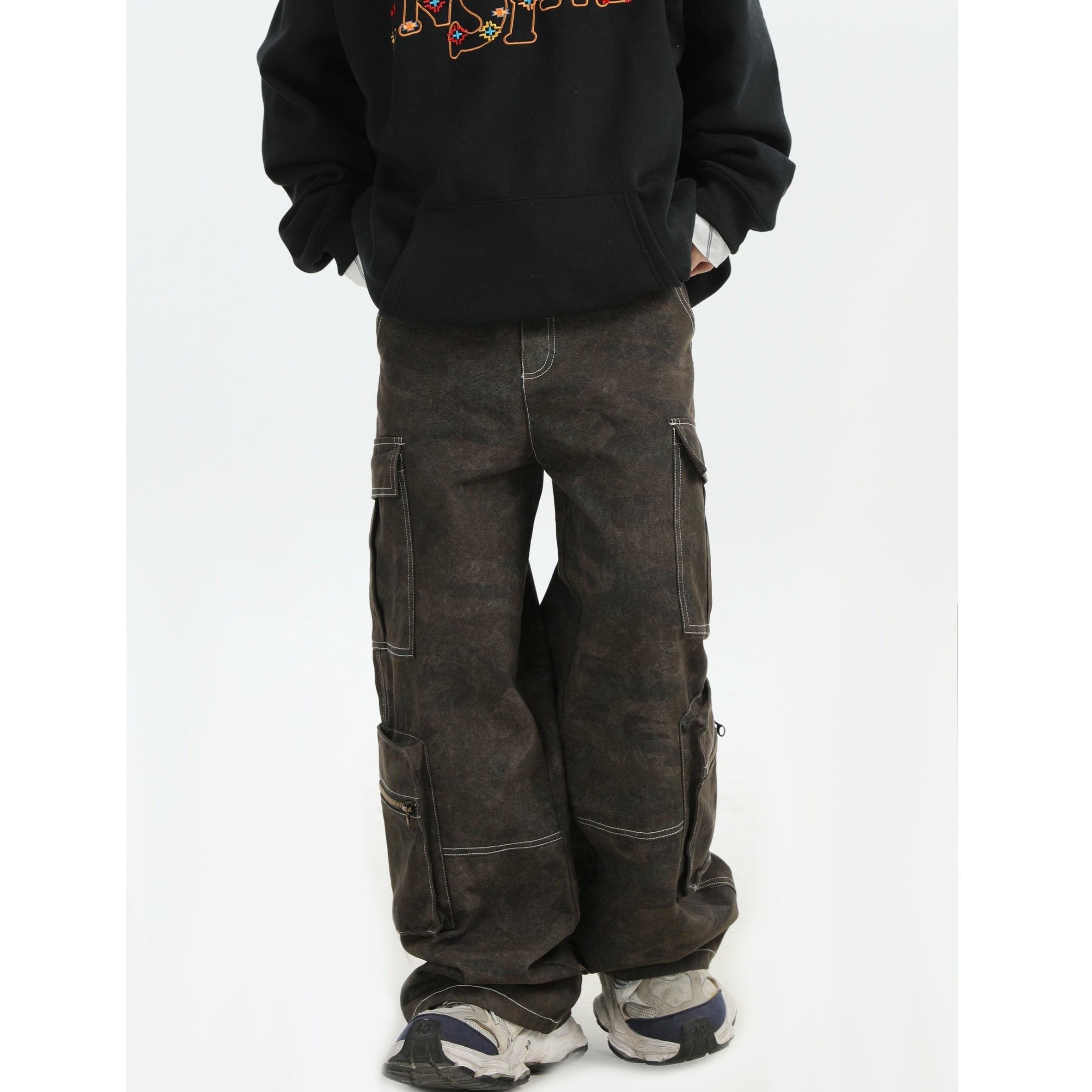 Camouflage Zipper Multi-Pocket Cargo Pants IN7059