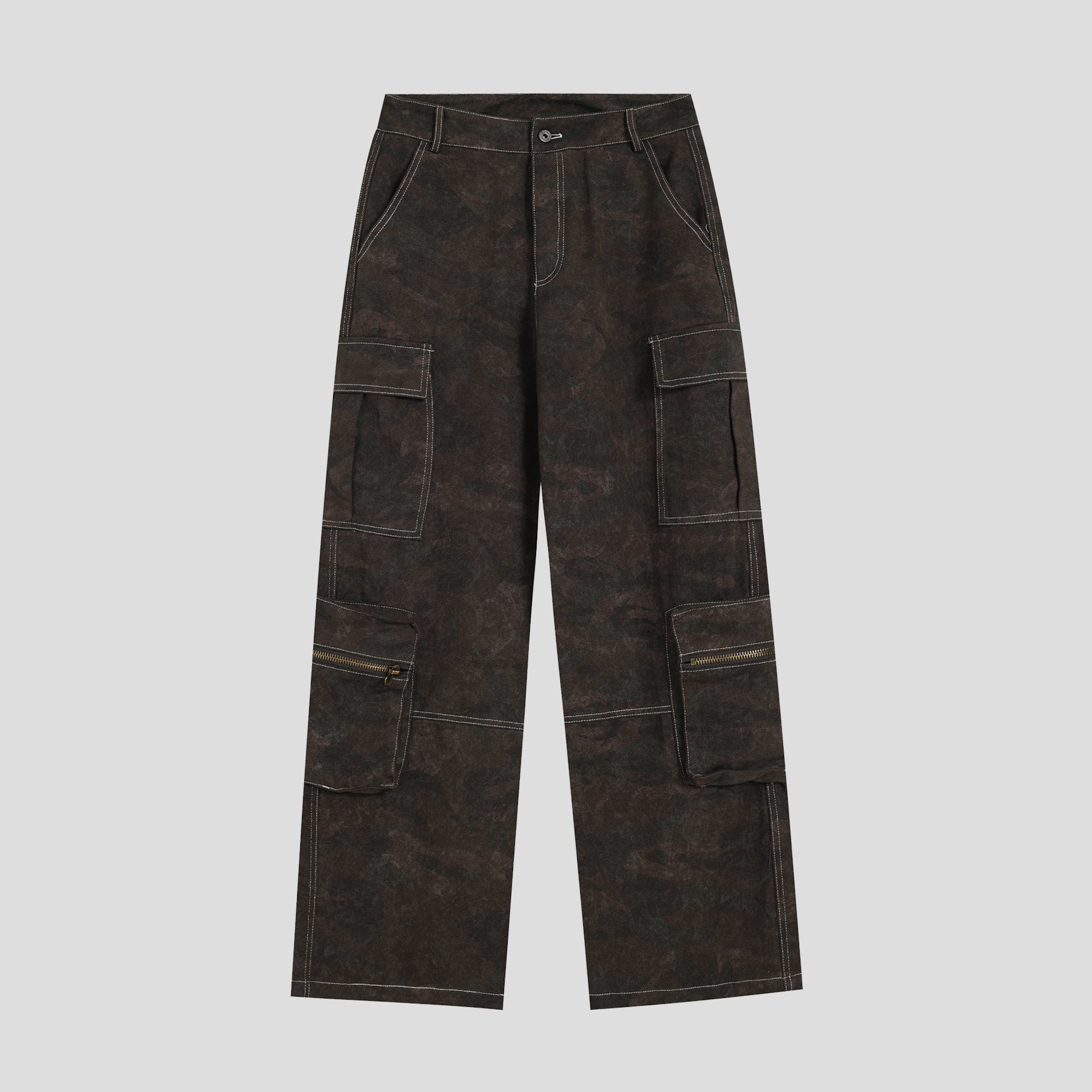 Camouflage Zipper Multi-Pocket Cargo Pants IN7059