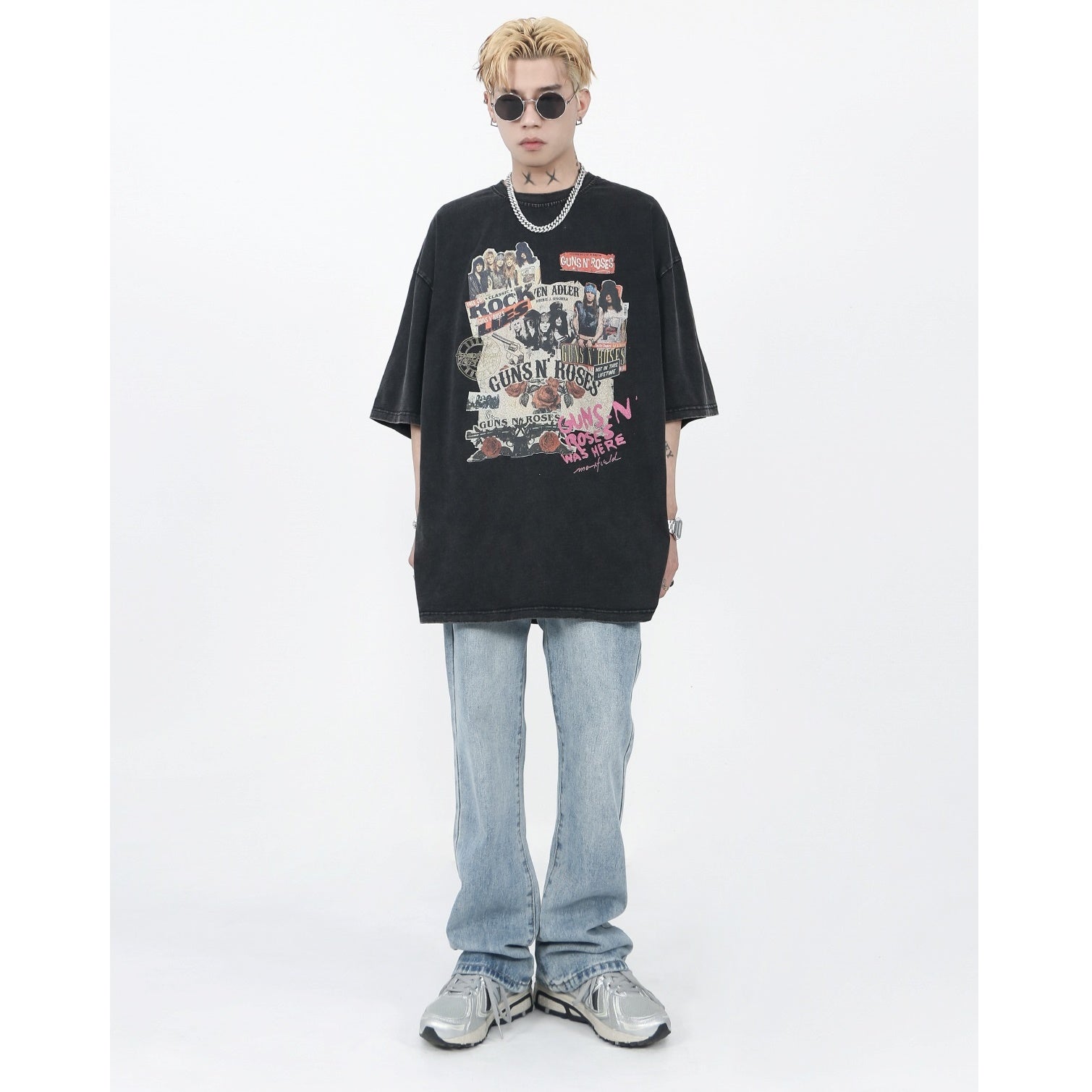 Wash Old Style Rock Print T-shirt MR002