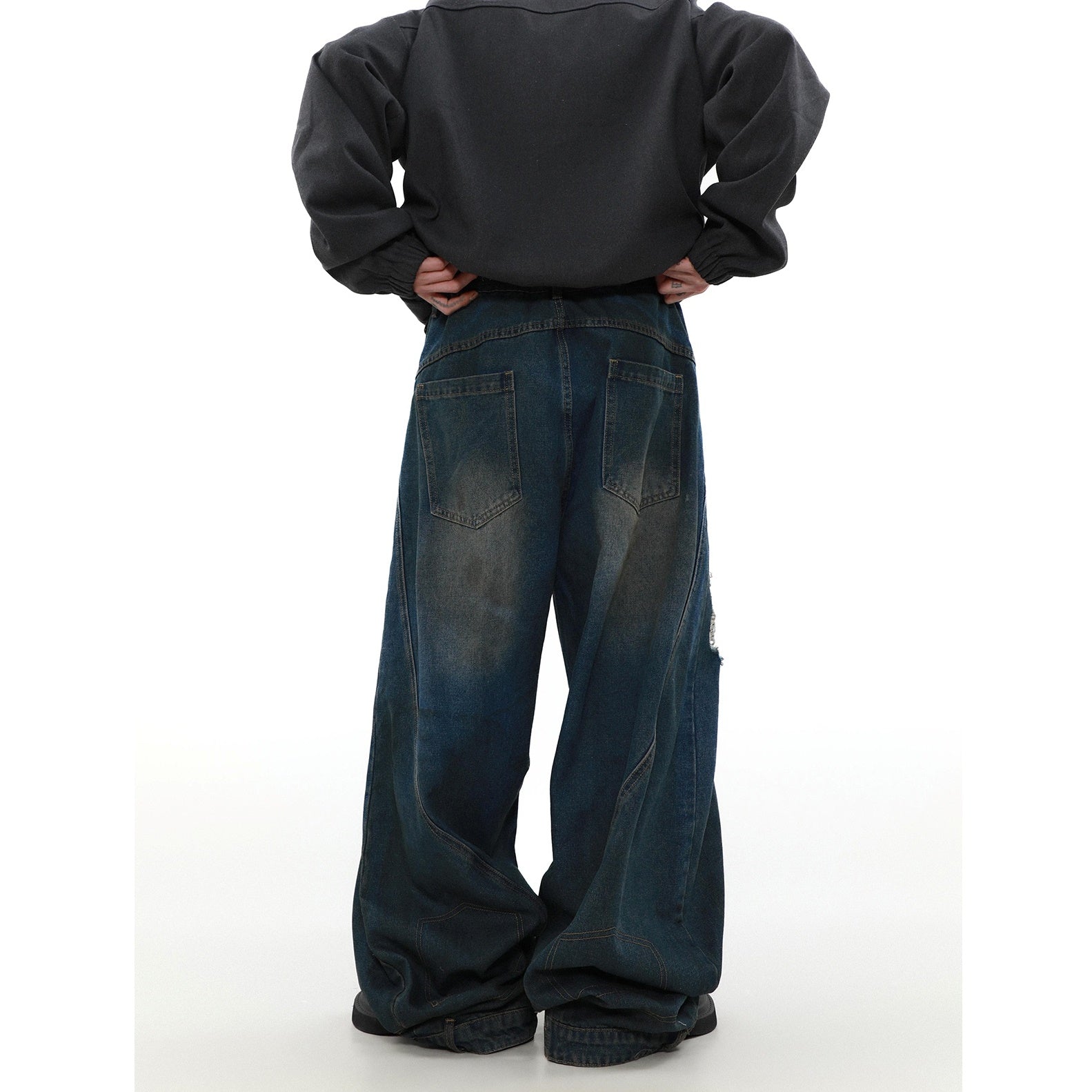 Deconstructed Design Loose Wide-leg Gradation Jeans MR042