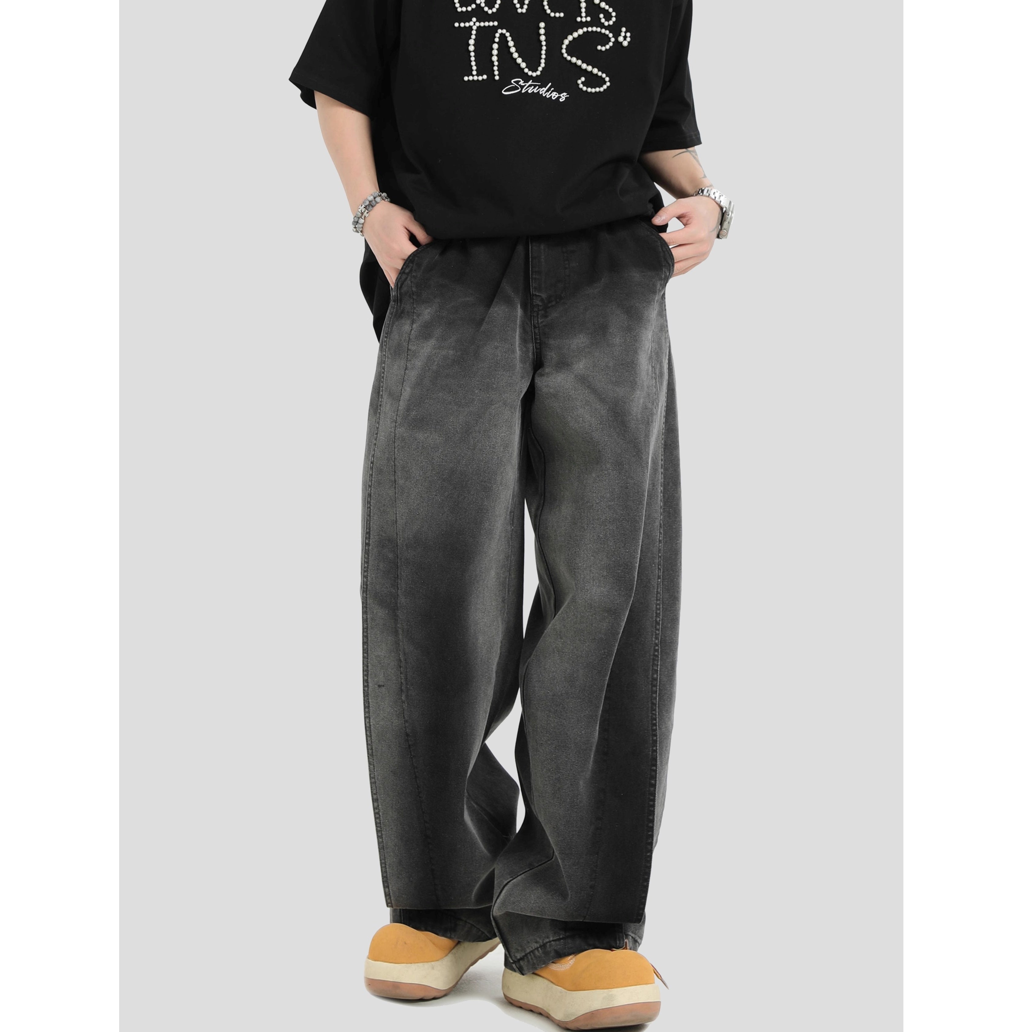 Gradient Smudge Wash Loose Jeans IN7058