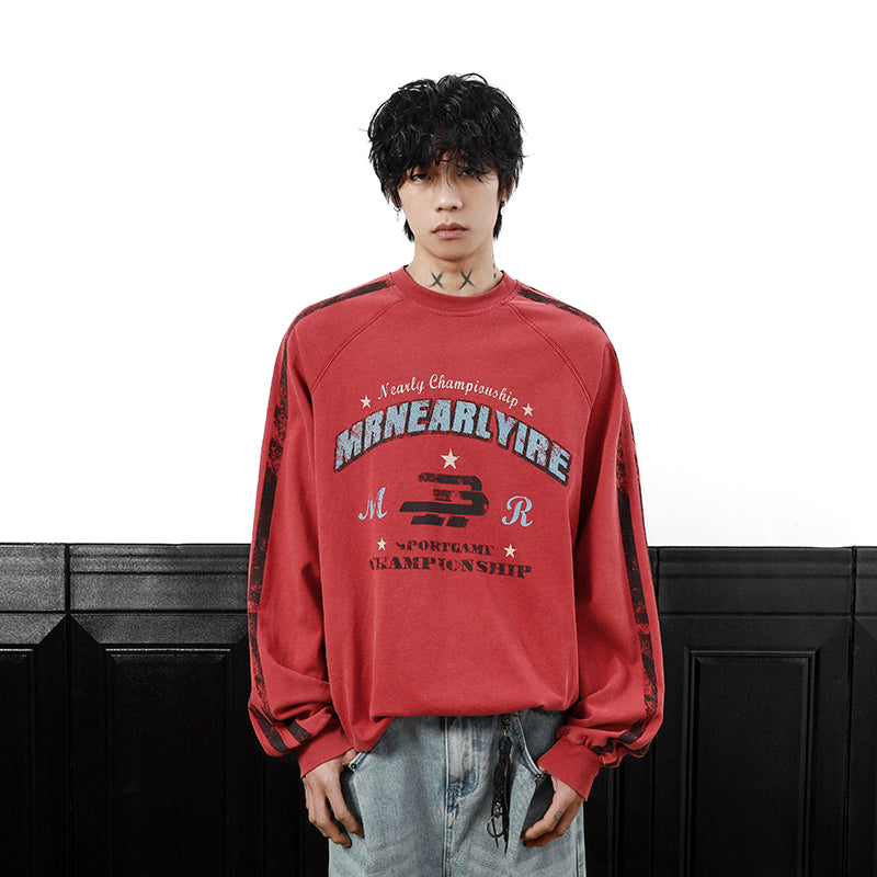 Letter Print Oversize Long Sleeve T-Shirt MB7316