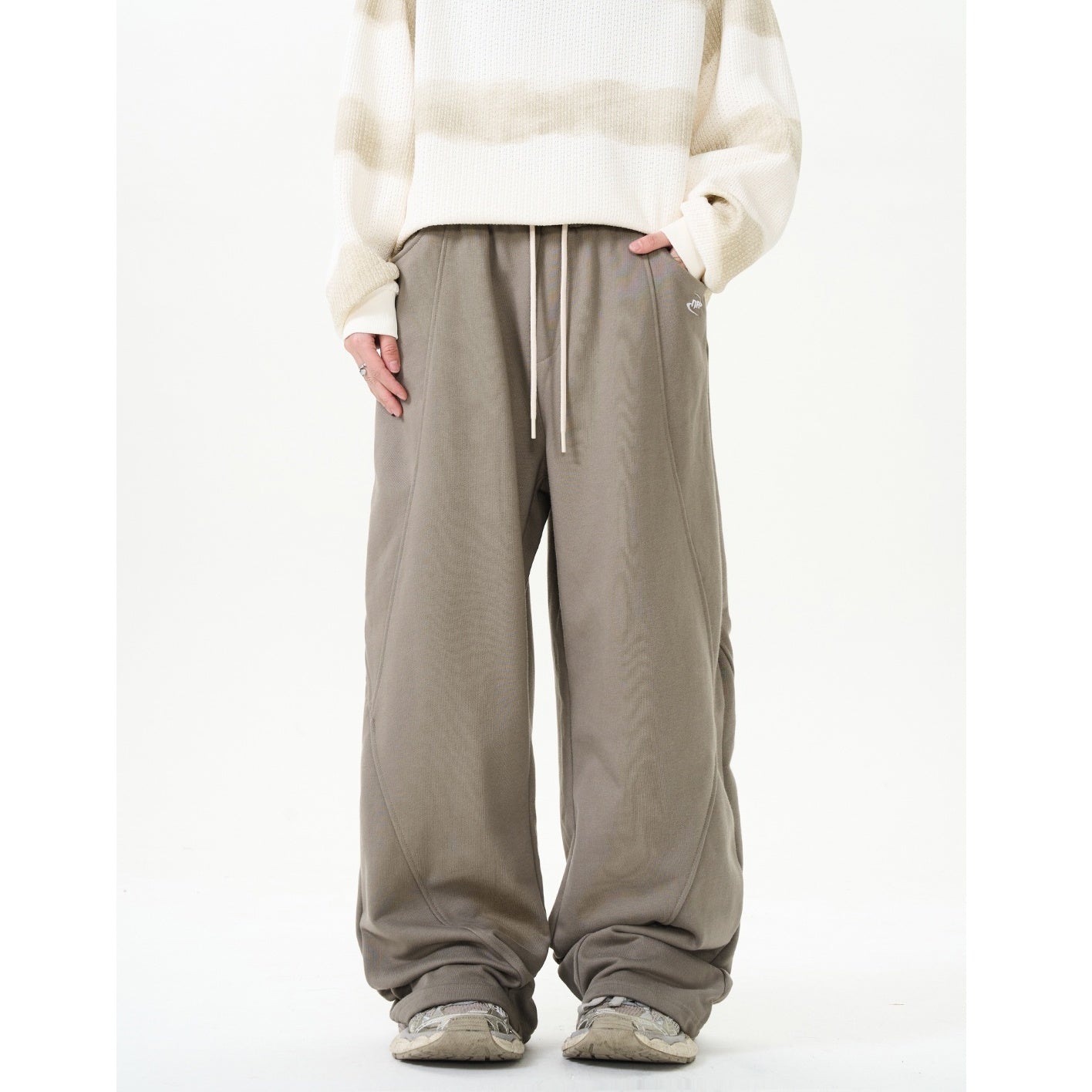 Embroidery Split Loose Straight Sweatpants NA7011