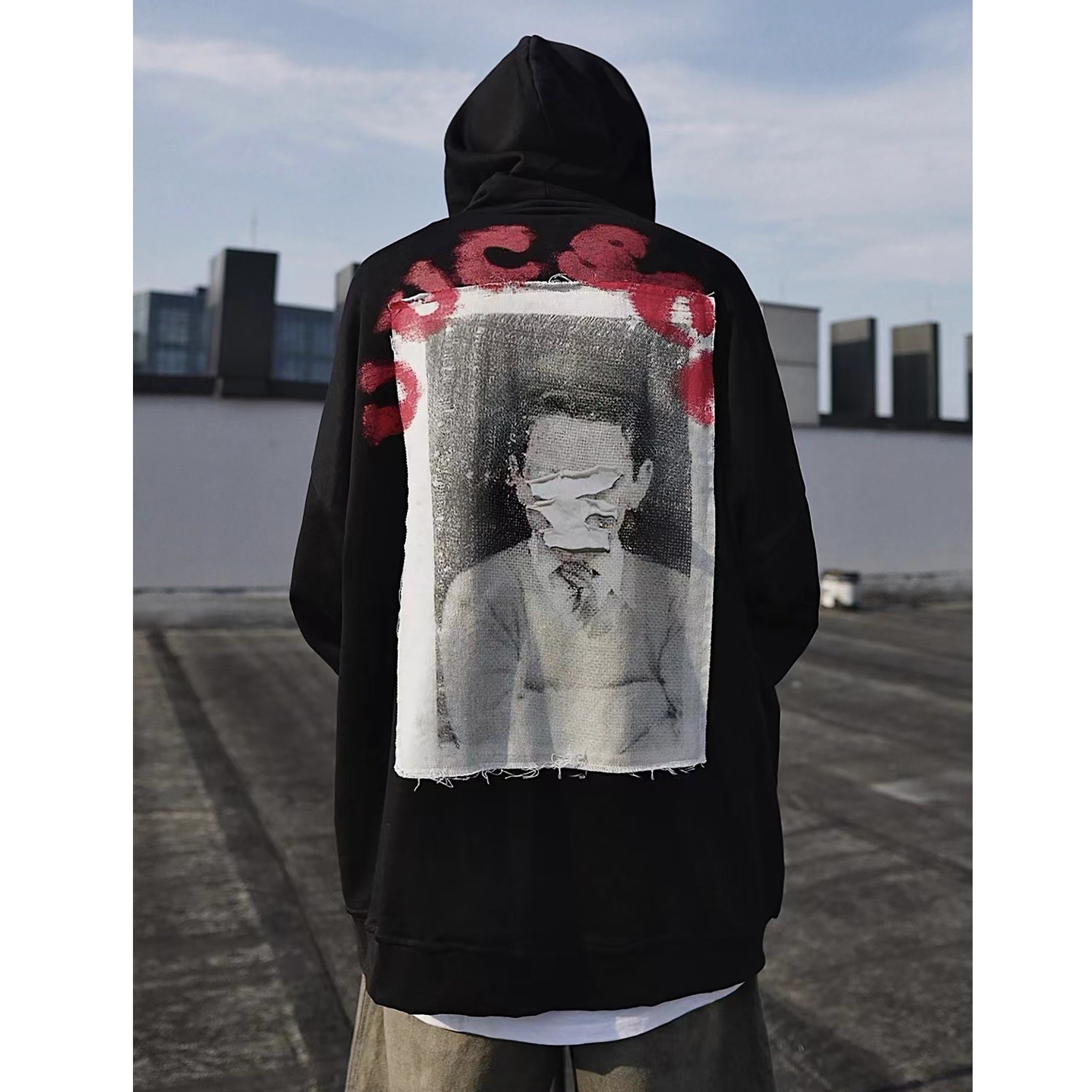 Oversize Street Back Patch Hoodie UU7010
