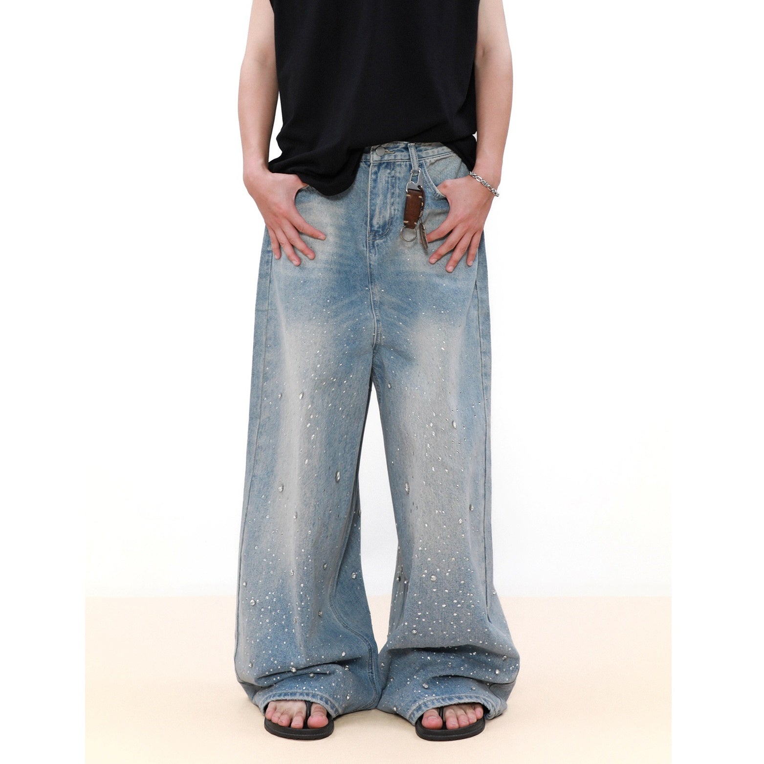 RhineStone Low-grade Design Buggy Jeans MB7051
