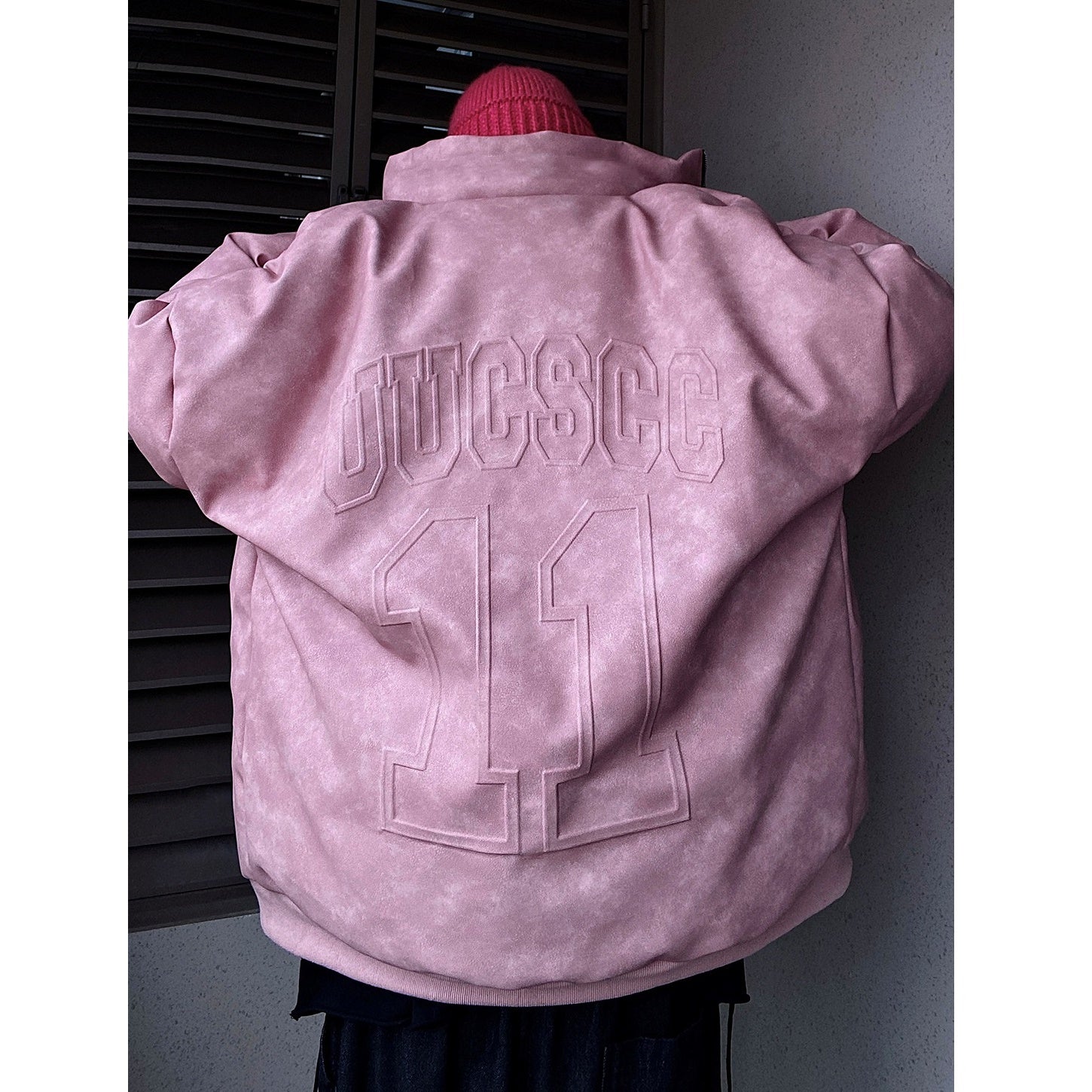 Emboss Logo PU Leather Down Jacket UU7011